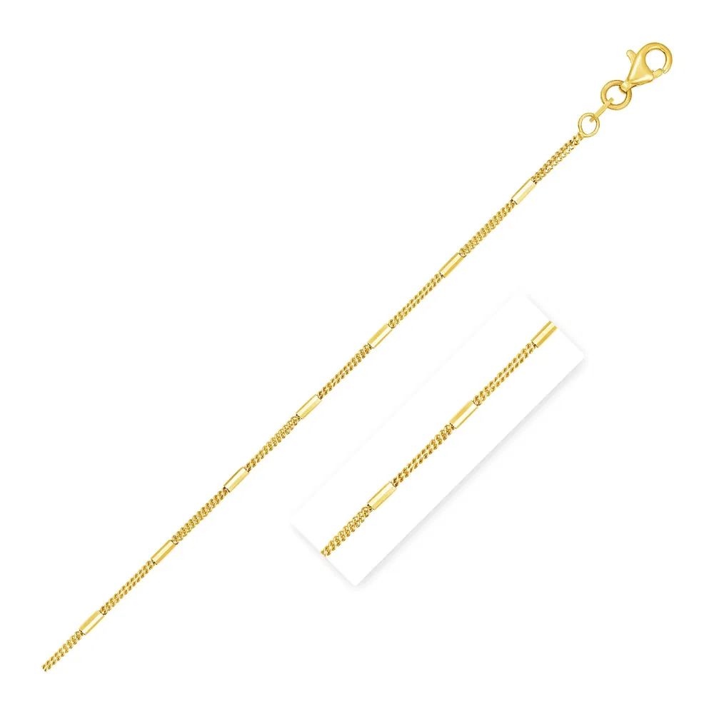 Diamond Cut Bar Links Anhängerkette in 14 Karat Gelbgold (1.3mm)