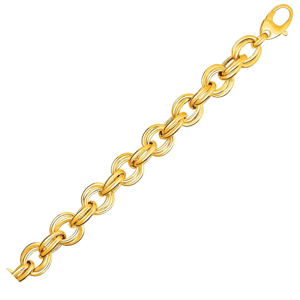 Twisted Double Link Armband in 14 Karat gelbem Gold