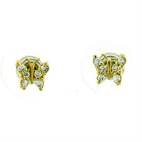 LOA440 - Gold-Messing - Ohrringe mit AAA-Klasse CZ in Clear