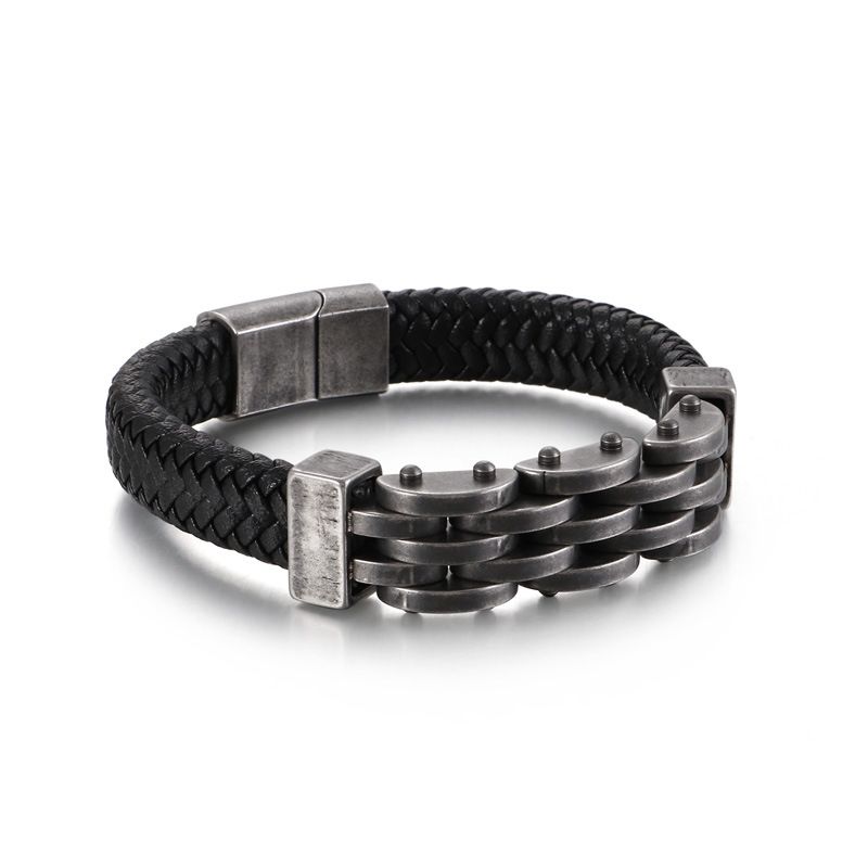 Kreative Edelstahl Magnet Buckle geflochten Leder Armband
