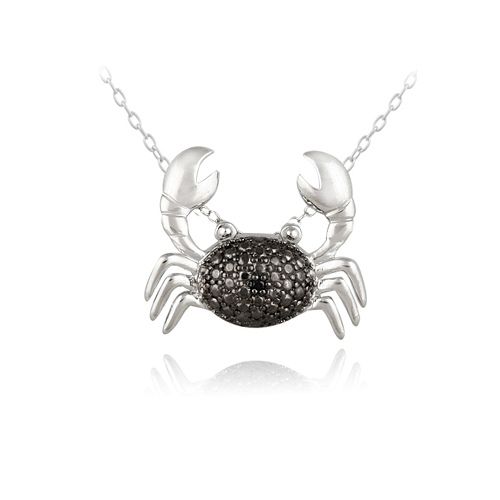 Sterling Silber Schwarz Diamant Akzent Krabbe Halskette