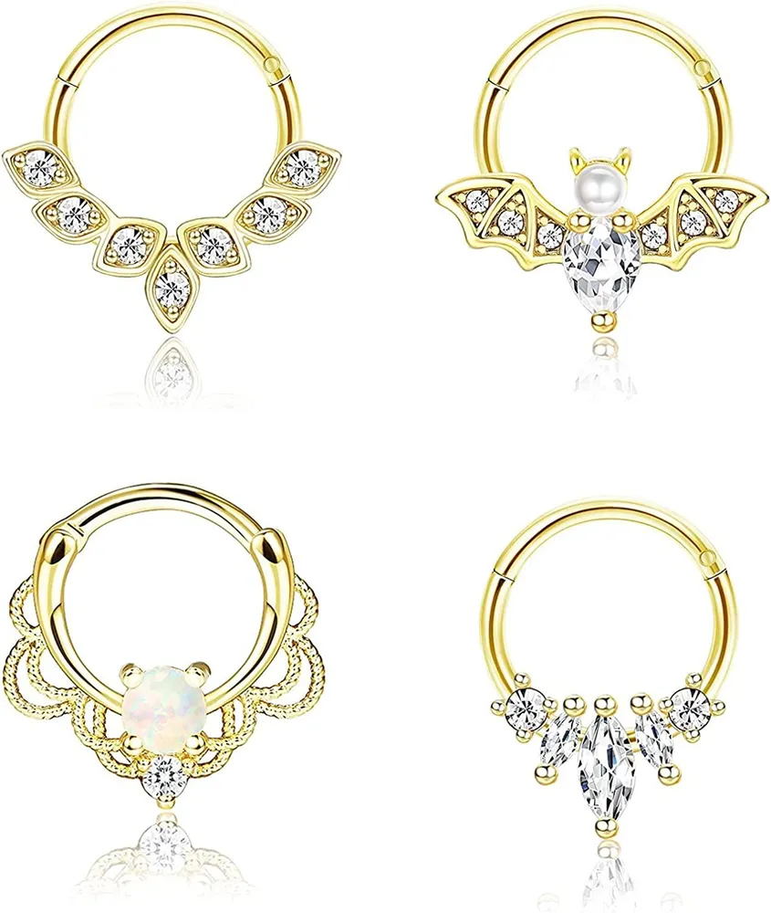 16G Septum Ringe Süße Opal Knorpel Ohrringe Chirurgische Stahl Nasen Ringe Schleife Tragus Helix Rook Daith Bat Jewel Zentrum Hinge Ring für Ohr Nasen Piercing Schmuck