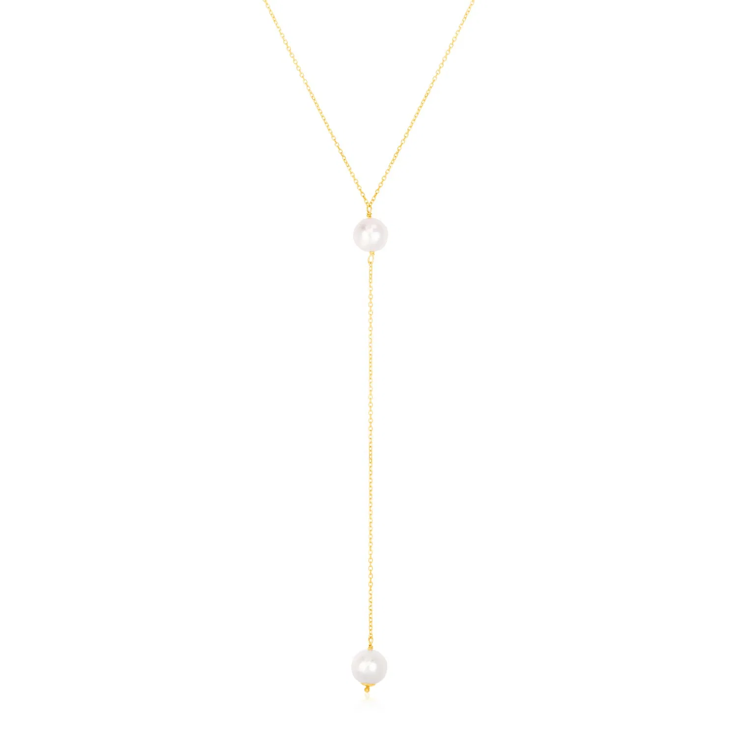 14 Karat gelbes Gold Lariat Halskette mit Perlen