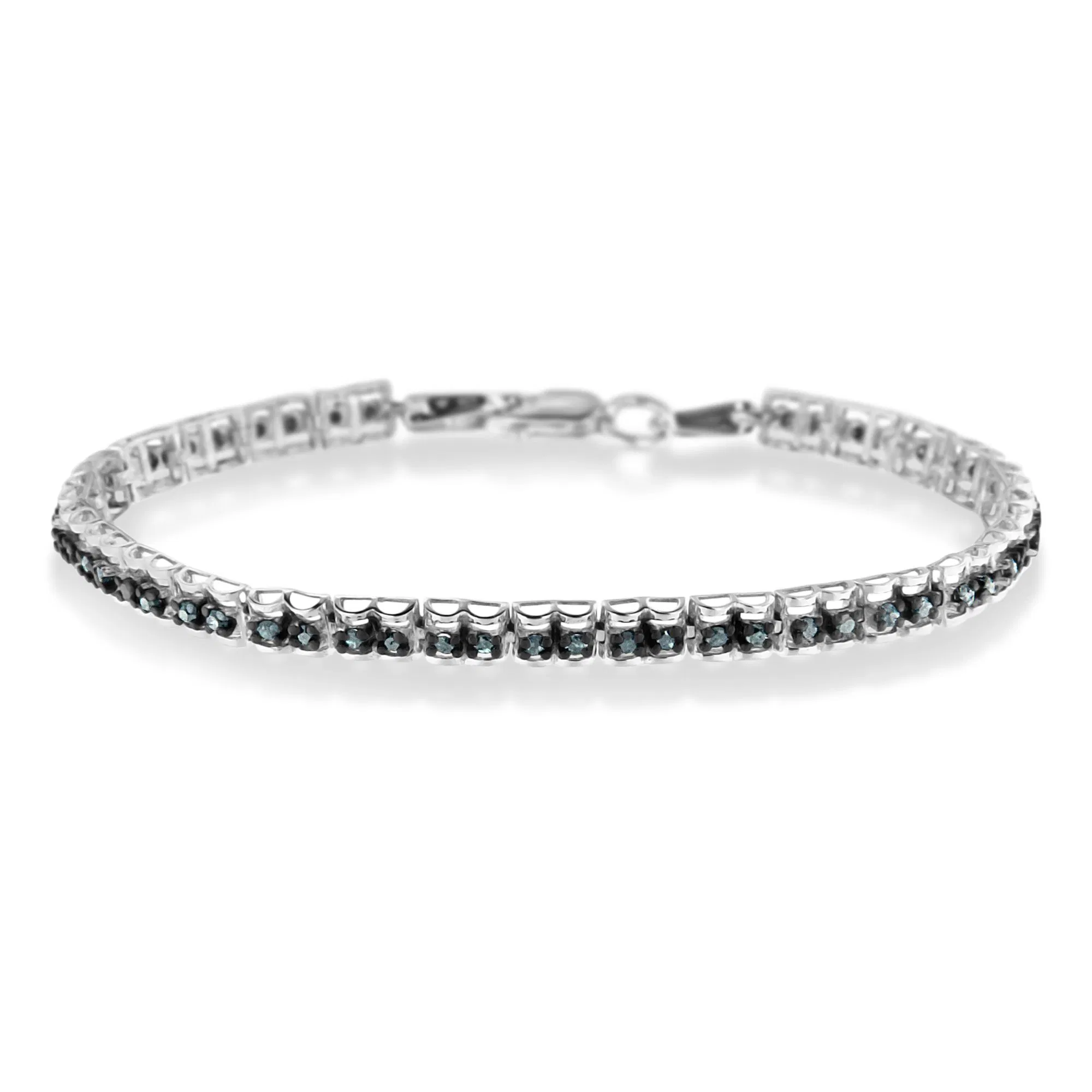 Schwarzes Rhodium über .925 Sterling Silber 1,0 Cttw Rose Cut Diamond Double-Link 7