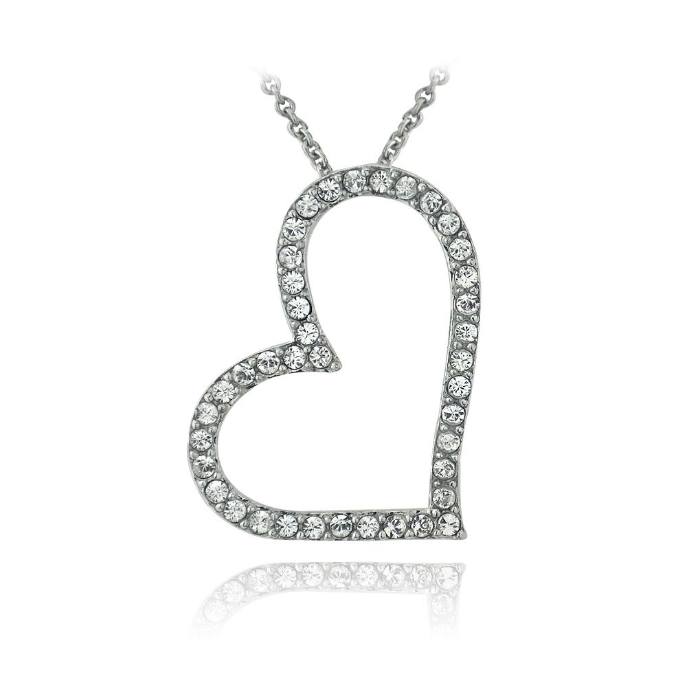 Silberton Swarovski Elemente Open Floating Heart Halskette
