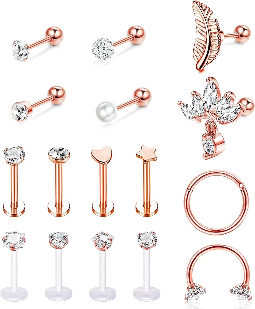 16G Knorpel Tragus Ohrringe Studs Barbell Lippenringe Chirurgische Septum Ring Hoop Ohr Helix Daith Rook Nase Piercing für Frauen Männer
