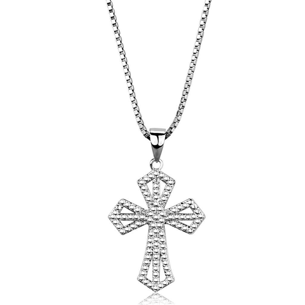 3W850 - Rhodium-Messing - Kette Anhänger mit AAA-Klasse CZ in Clear