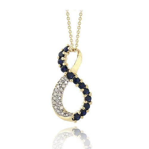 18 Karat Gold über Sterling Silber 1 / 8 Karat Diamanten & 1 Karat Saphir Infinity Halskette