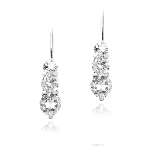 Sterling Silber 1,65ct CZ Drei Stein Drop Ohrringe