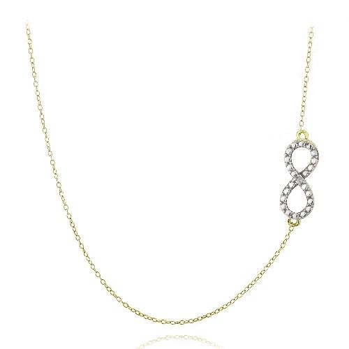 Goldton über Silber Diamant Accent Infinity Chain Kette