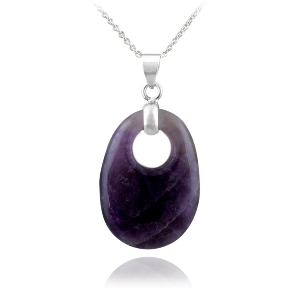 Sterling Silber Dogtooth Amethyst Oval Halskette