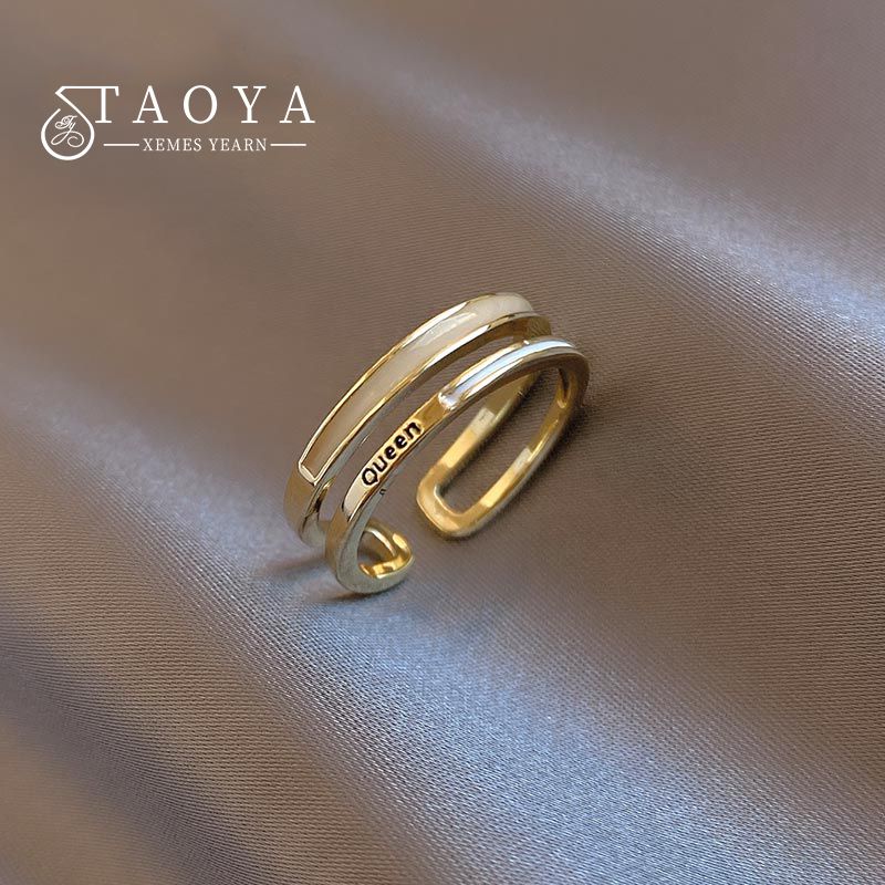 Brief Königin Doppelschale Goldfarbenring 2022 neue Schmuck Party weibliche Luxus-Accessoires für Frau Mädchen exquisite Geschenkring