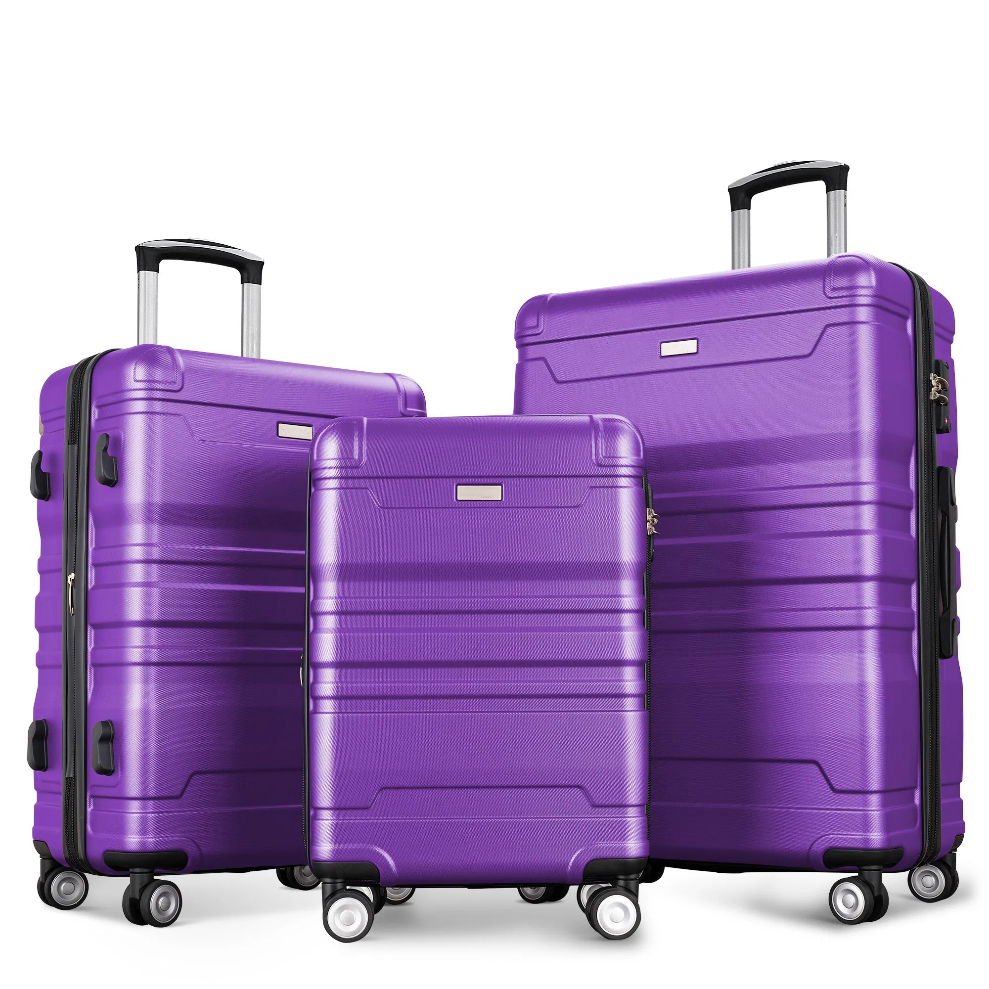 Gepäckset Neues Modell erweiterbarer ABS Hardshell 3pcs Clearance Gepäck Hardside Leichtbau Langlebiger Kofferset Spinner Wheels Koffer mit TSA Lock 20'' 24'' 28'' (violett)
