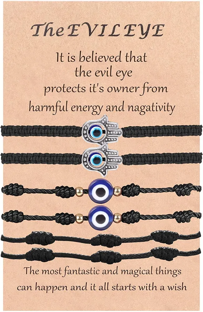 6pcs 7 Knoten Lucky Armbänder Evil Eye String Kabbala Armbänder Hamsa Handgewebe einstellbare rote String Amulett für Frauen Männer