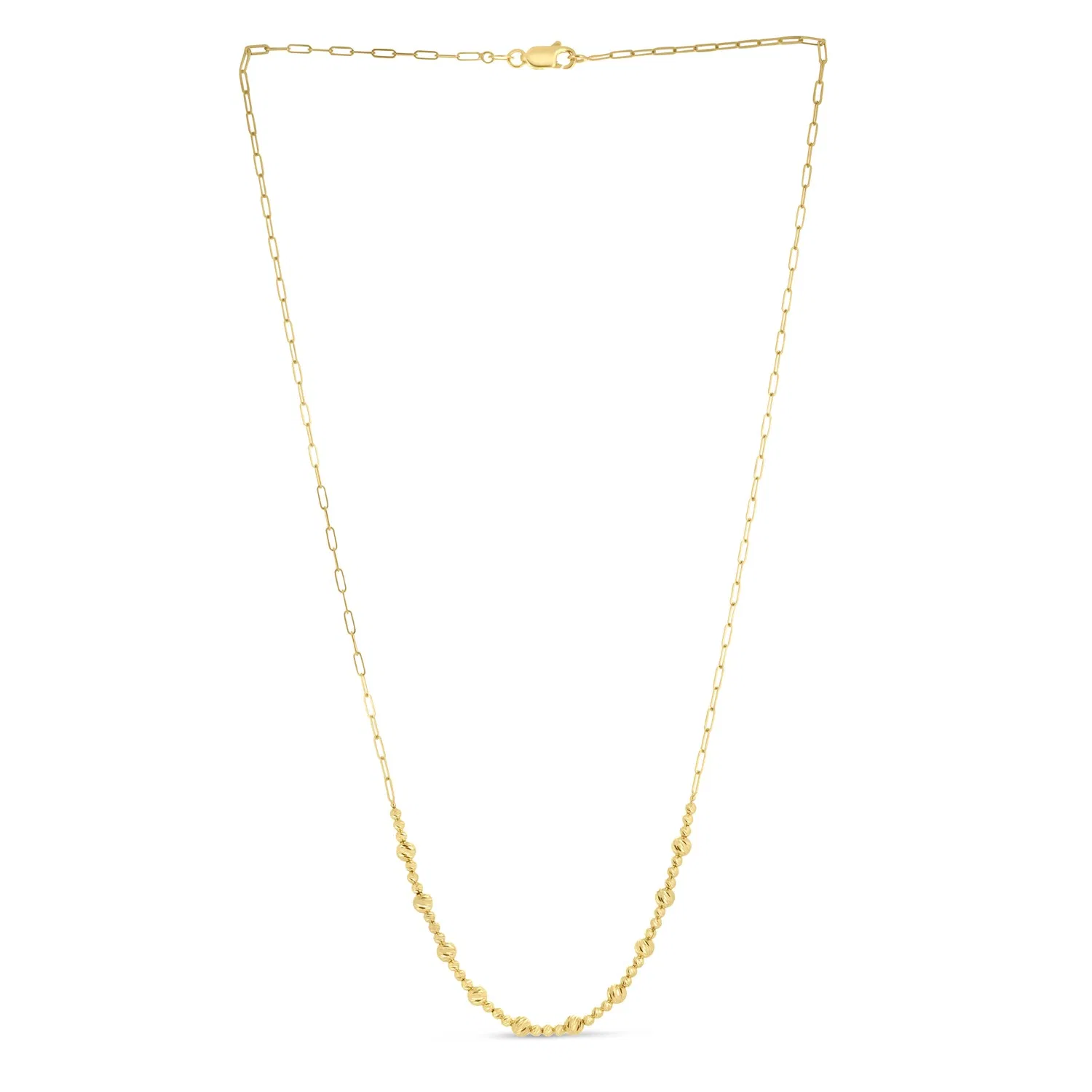 14 Karat gelbe Gold Perlen Papierclip Halskette