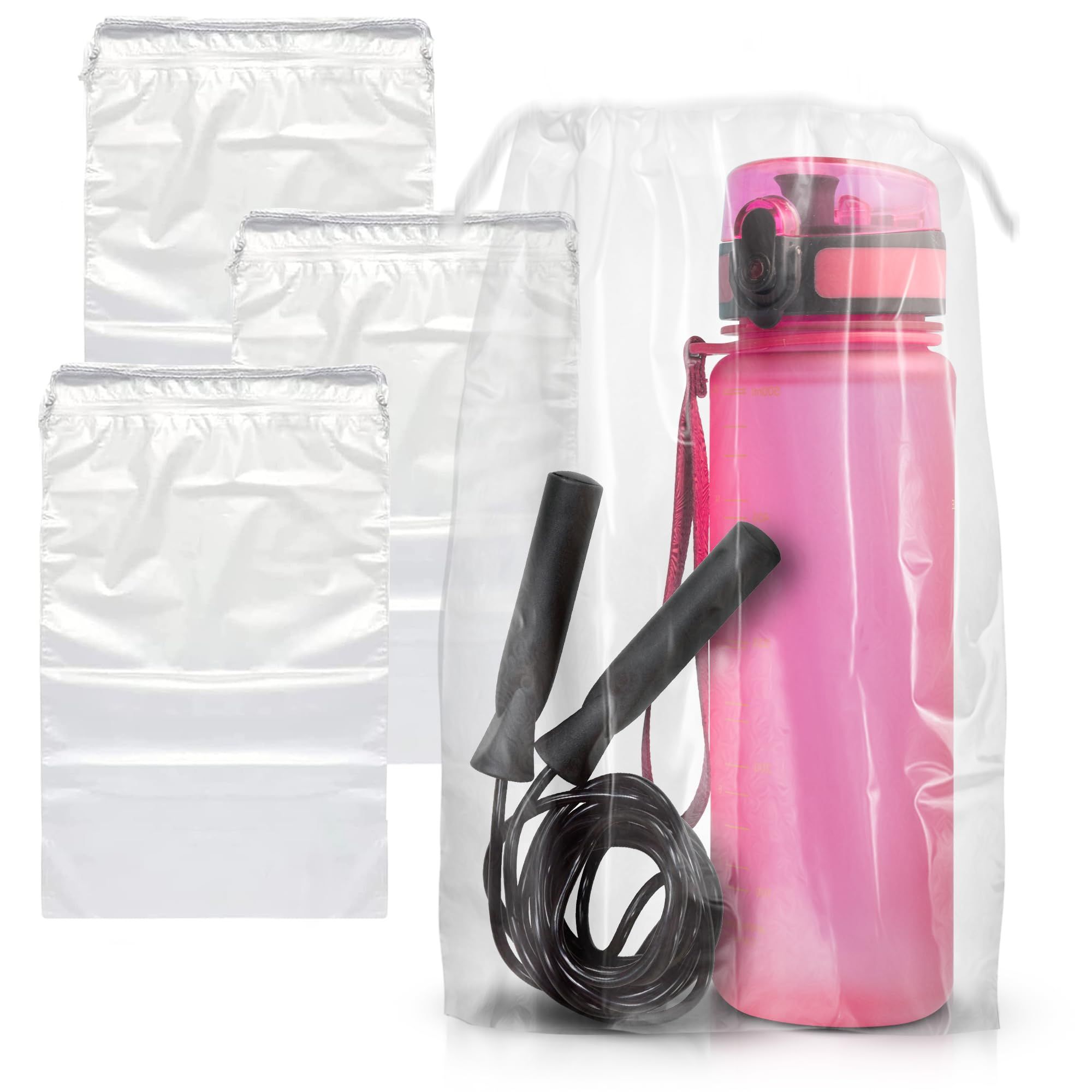 Clear Drawstring Bag, 6 x 10 Zoll. Packung von 50 klaren Plastik Drawstring Taschen. 2 Mil Drawstring Clear Plastiktüten. Wasserdicht Clear Plastic Bags Drawstring für Kosmetik, Toilettenartikel