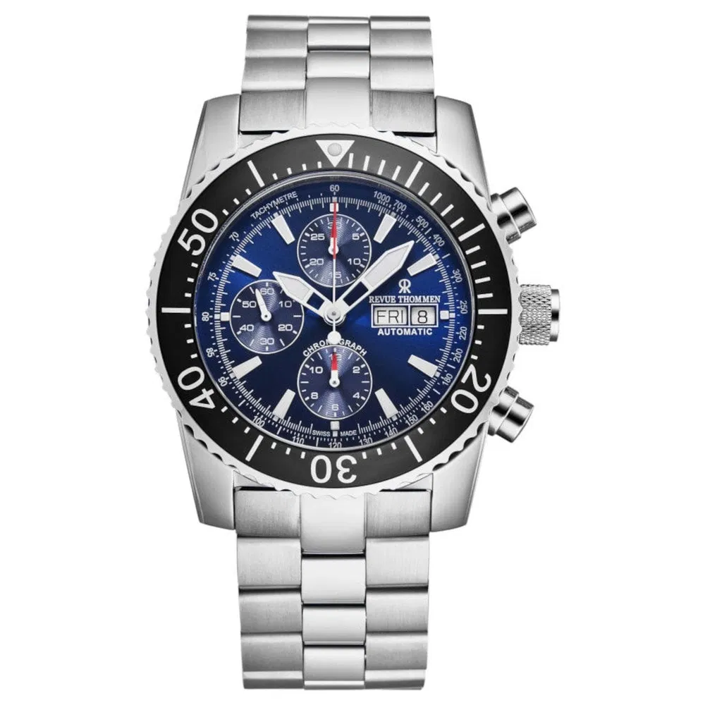 Revue Thommen 17030.6123 Herren 'Divers' Blaues Zifferblatt Tag-Datum Chronograph Automatische Uhr