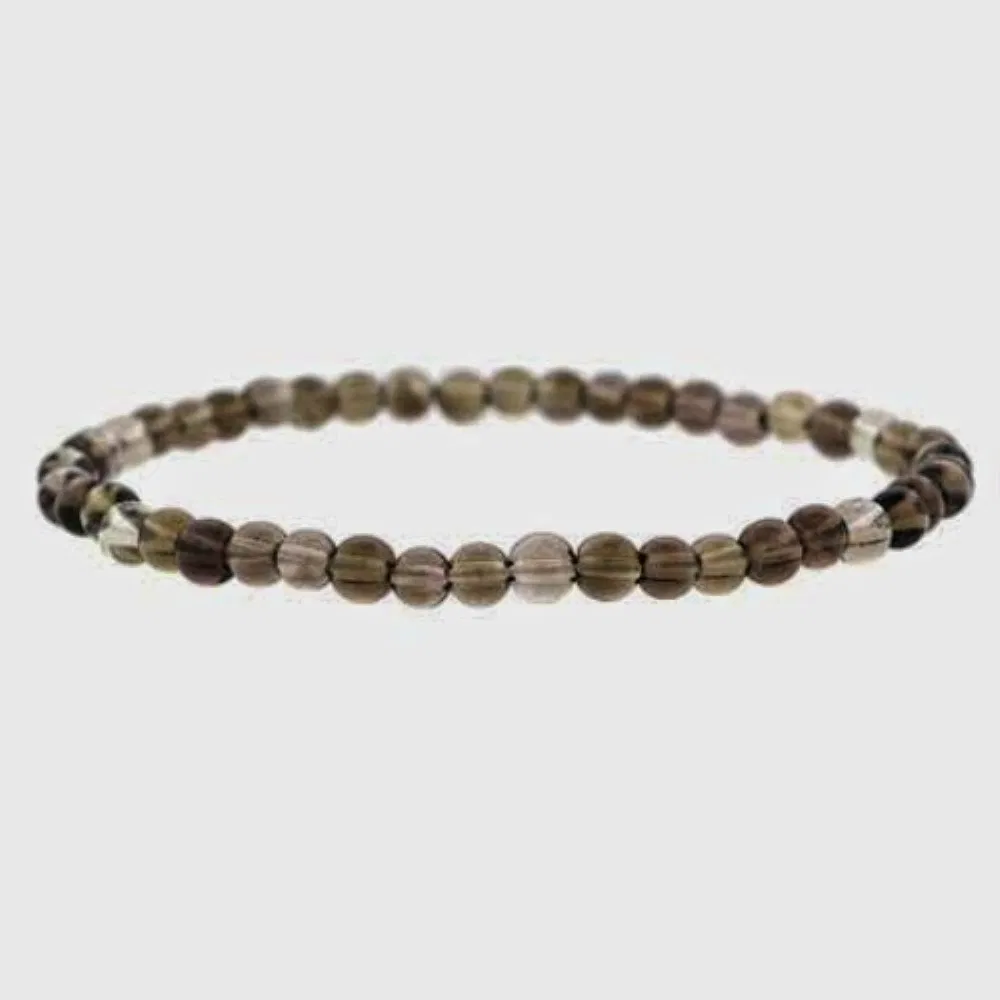 Smokey Quarz 4mm Stone Beaded Stretch Armband