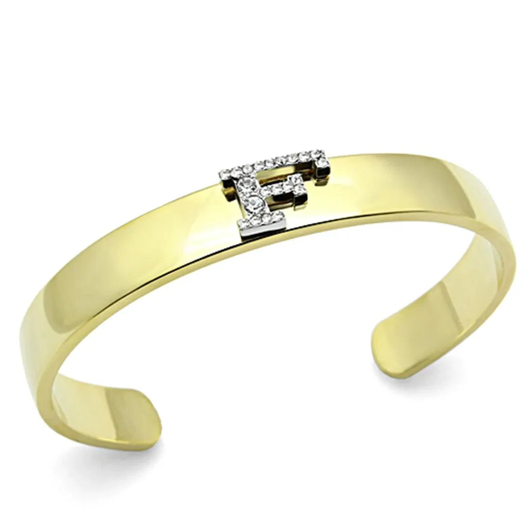 LO2575 - Gold + Rhodium Weißmetall Armbänder mit Top-Grade - Kristall in Clear