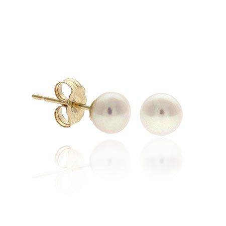 14K Gold Frischwasser-Kultiviert 5 - 5,5 mm Pfavus Perl Stud Ohrringe