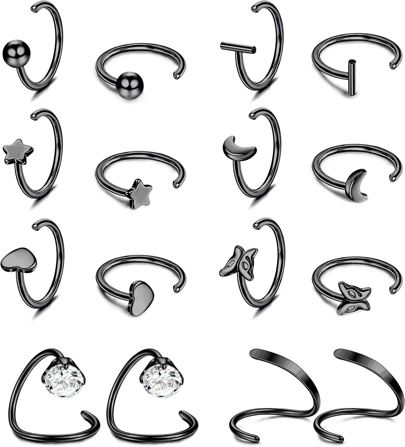 Halbe Schleifen Ohrringe 316L Edelstahl kleine Huggie Hoop Ohrringe Ball; Bar; Stern; Mond; Herz; Schmetterling Halbe Schleifen Knorpel Piercing Ohrringe