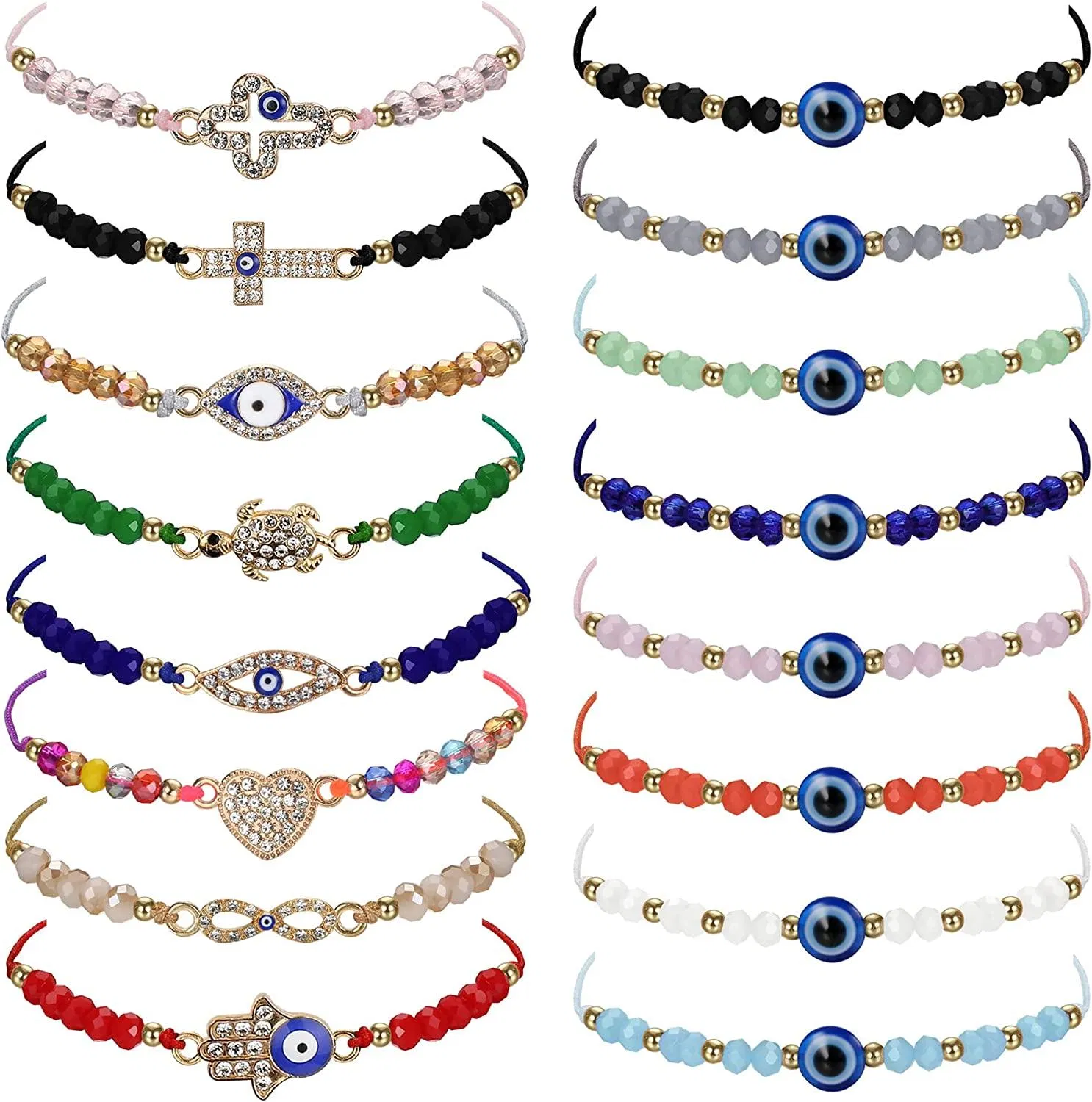 24pcs böse Augen Armbänder für Frauen Teenager Mädchen Mexikanische Armbänder Set einstellbares böse Auge Rote Saite Knoten Armband Hamsa Schutz Mal De Ojo Armbänder Pack