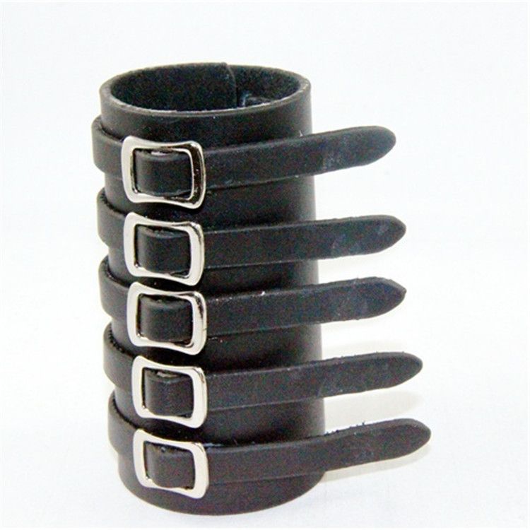 Punk Simple 5 Row Small Square Buckle Leather Wristband