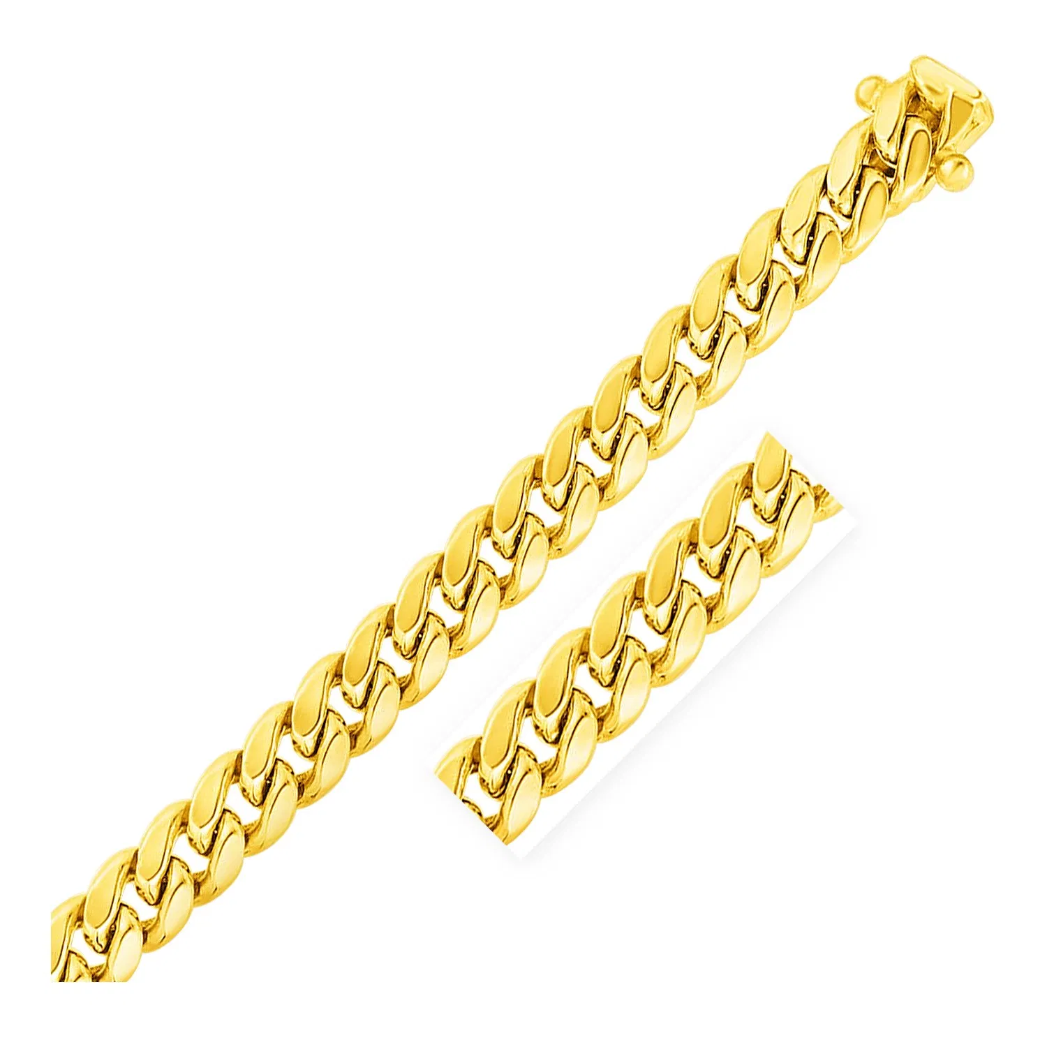 11mm 14 Karat Gelbgold Semi Solid Miami Cuban Kette