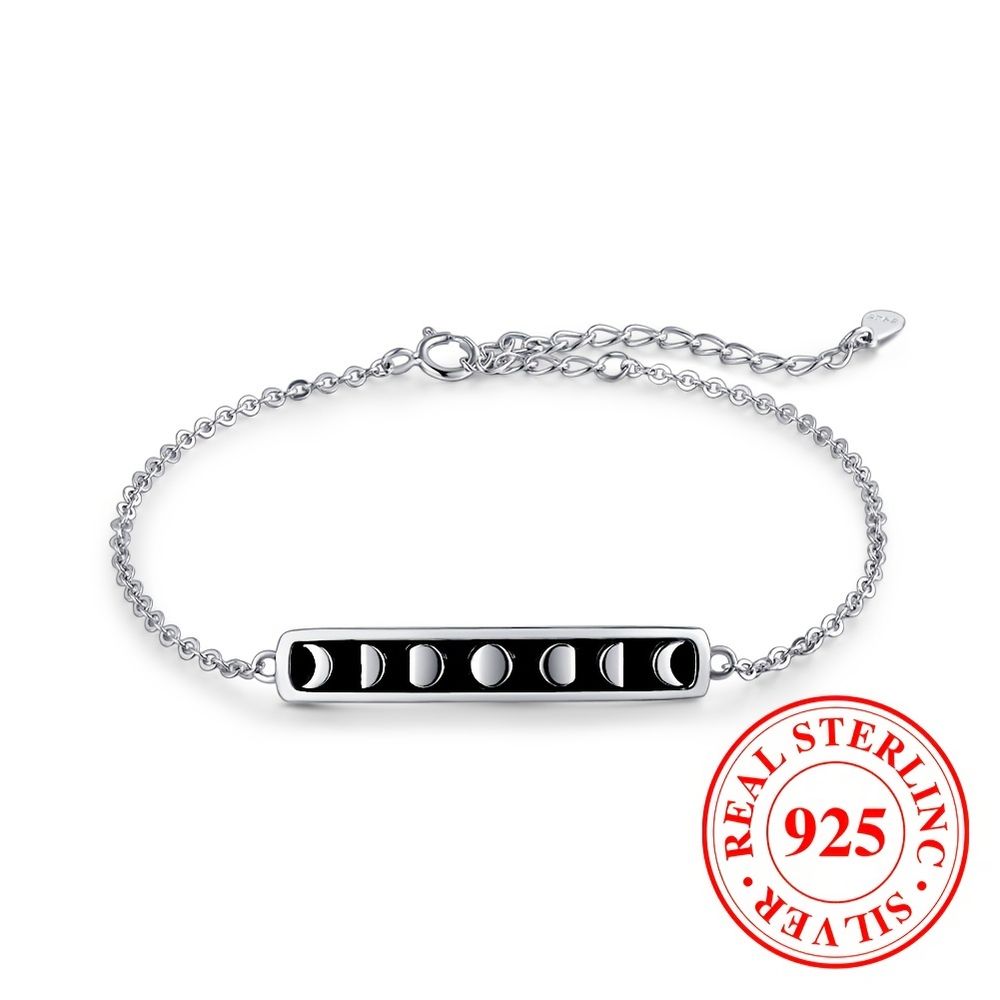 Moon Charm Armband Sterling Silber; S925 Silber Retro verstellbares Mondarmband; Geeignet für Damen und Mädchen; Anti-allergische Mond Charm Schmuck; Mit Geschenkbox