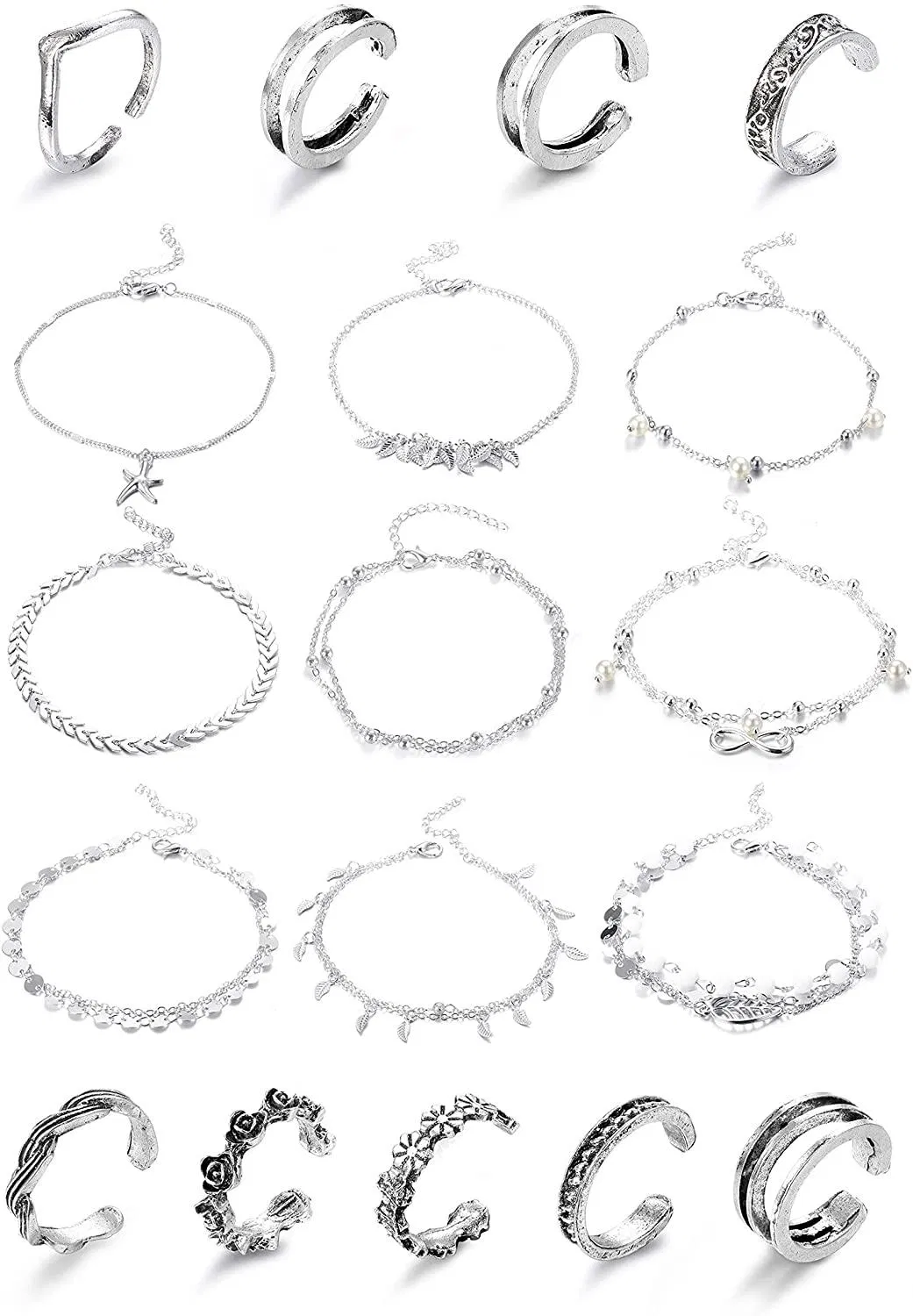 18 Pcs Open Toe Ringe für Frauen Arrow Tail Band Toe Ring Adjustable