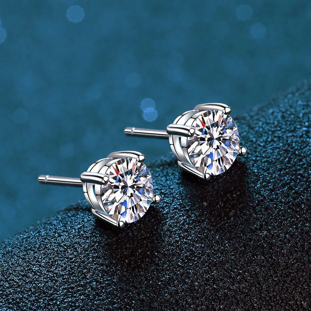 S925 Silber Moissanite Classic Vier-Klaw - Bohr-Stuft - Ohrringe