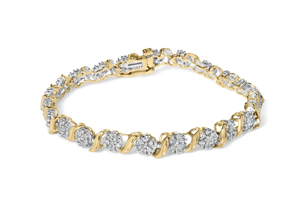 10 Karat Gelbgold 2,00 Cttw Round Cut Diamond 'S' Cluster Armband (J-K Farbe, I1 - I2 Klarheit)