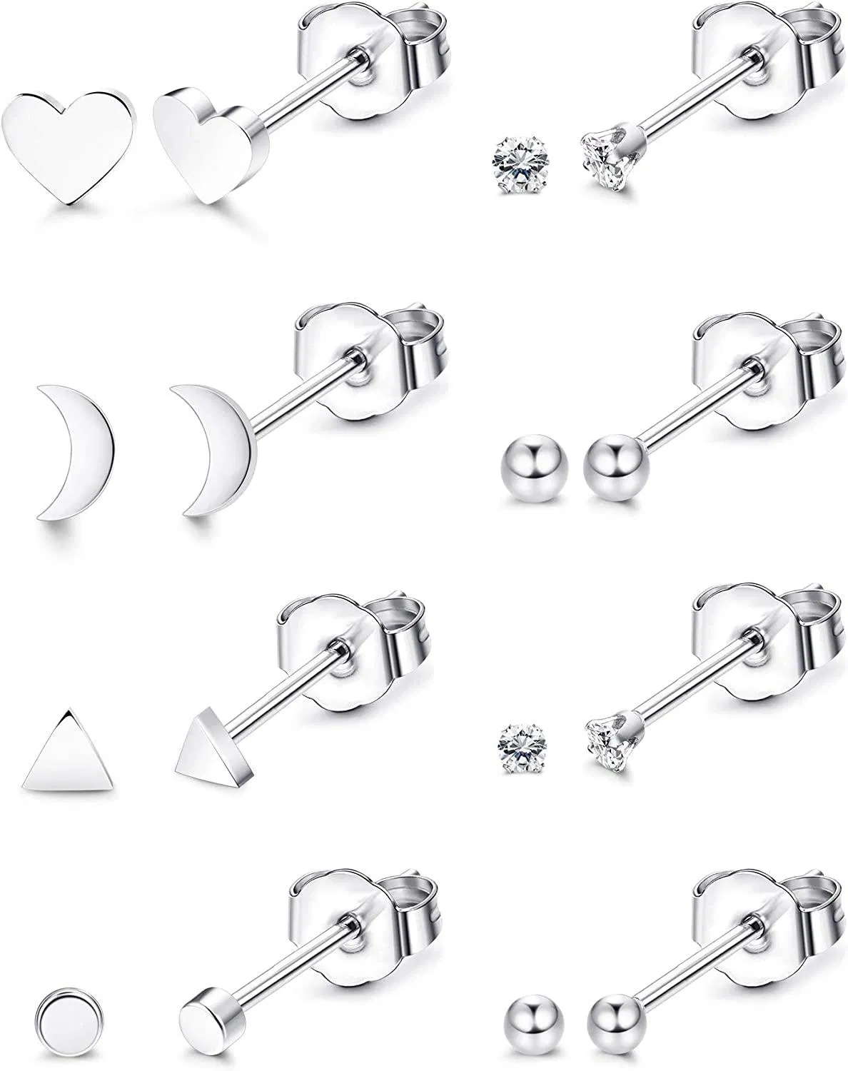 Edelstahl Tiny Stud Ohrringe Set für Frauen CZ Knorpel Helix Ohr Piercing 8Paars