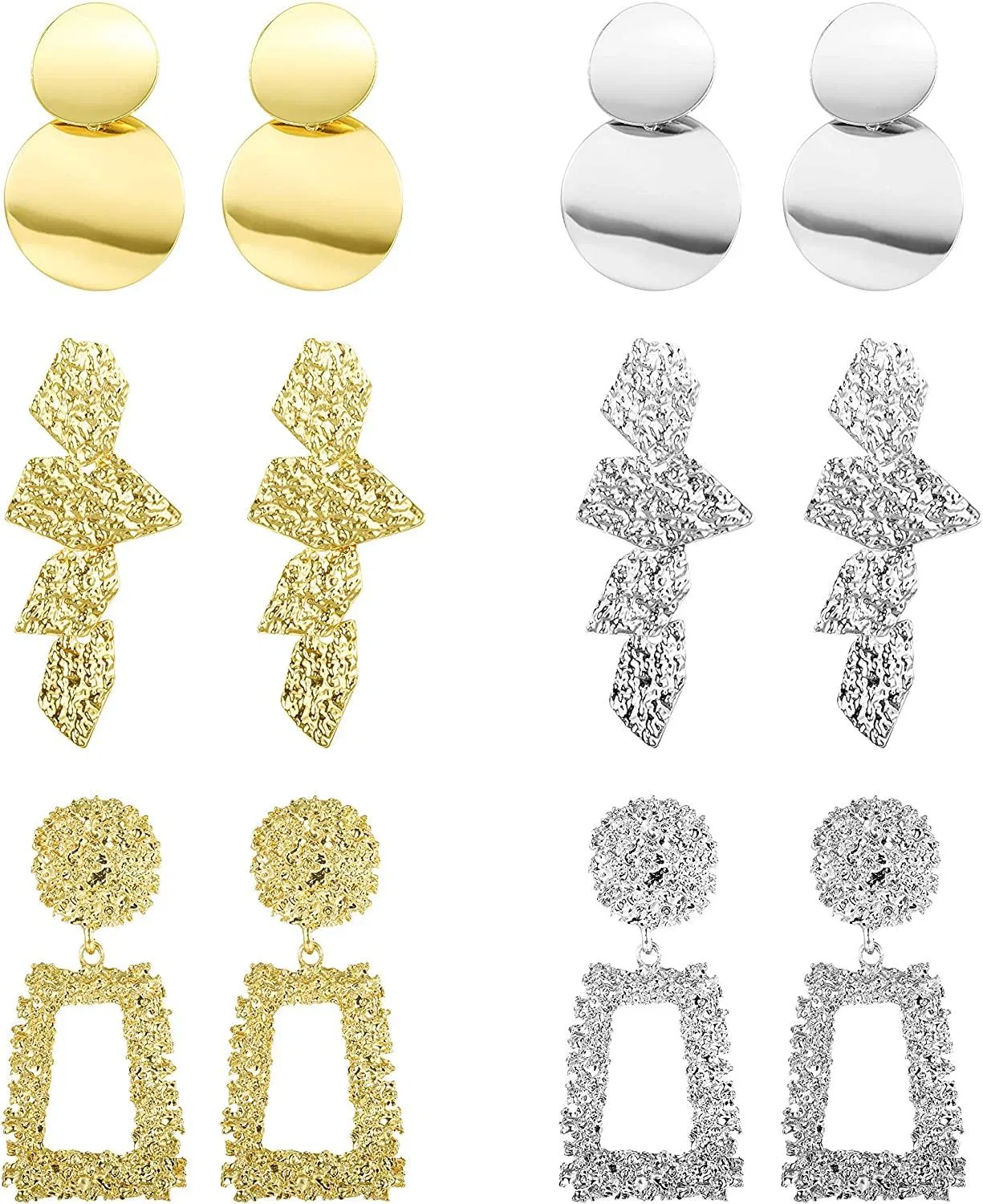6 Pairs Bohemian Metal Ohrringe Set Vintage Statement Drop Dangle Ohrringe für Frauen Mädchen
