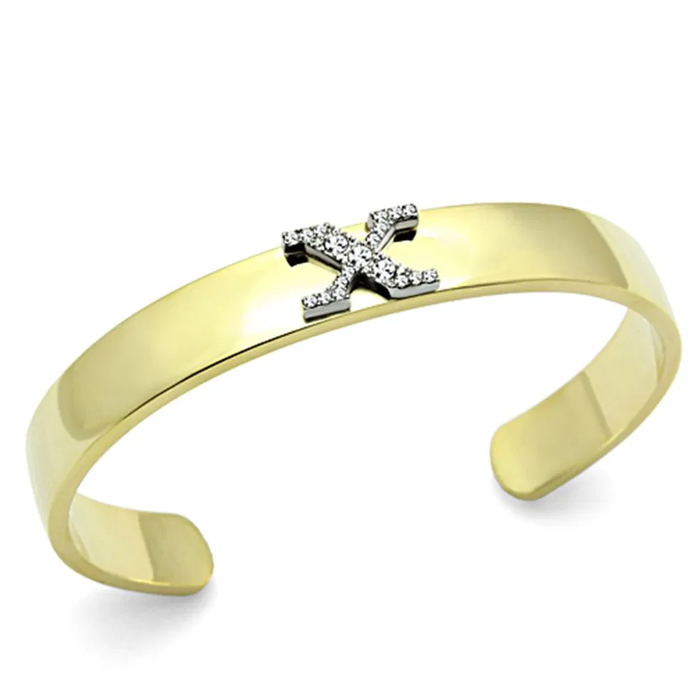 LO2593 - Gold + Rhodium Weißmetall Armbänder mit Top-Grade - Kristall in Clear