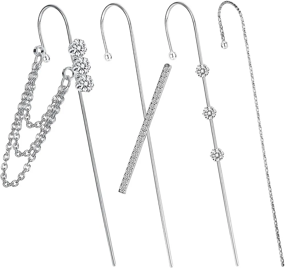 14K Gold Ohr Wrap Crawler Hook Ohrringe; Einzigartige Ohr Wrap Ohrringe Piercing Ohr Cuffs Ohrringe Rhinestone Crawler Ohrringe für Frauen Mädchen