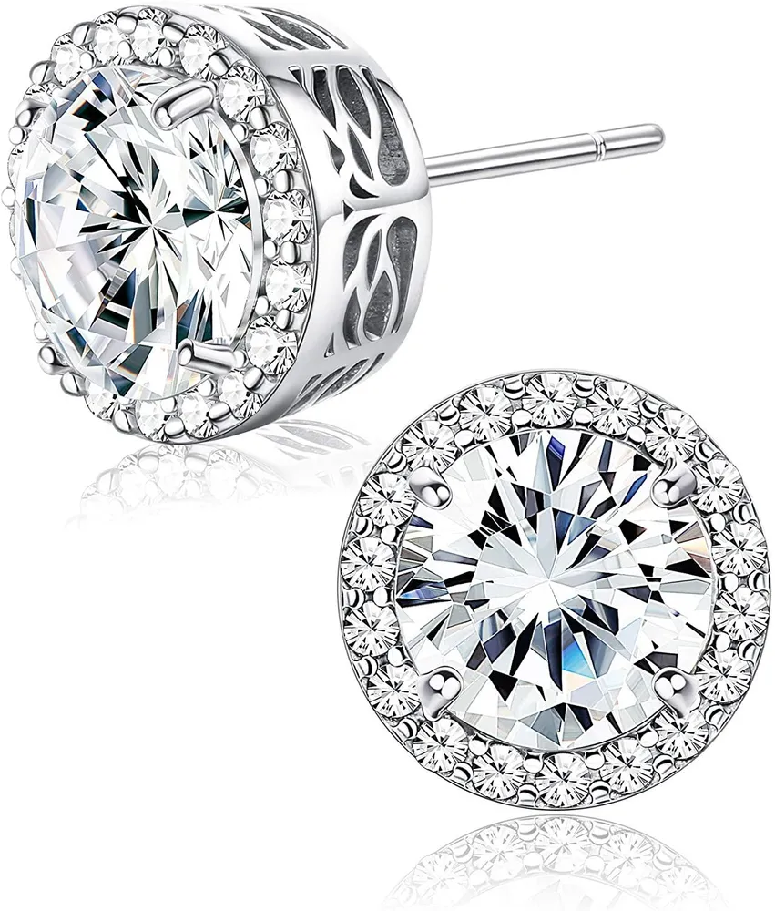 925 Sterling Silber Stud Ohrringe für Frauen Baum des Lebens Stud Ohrringe Frauen Halo Diamant Ohrringe