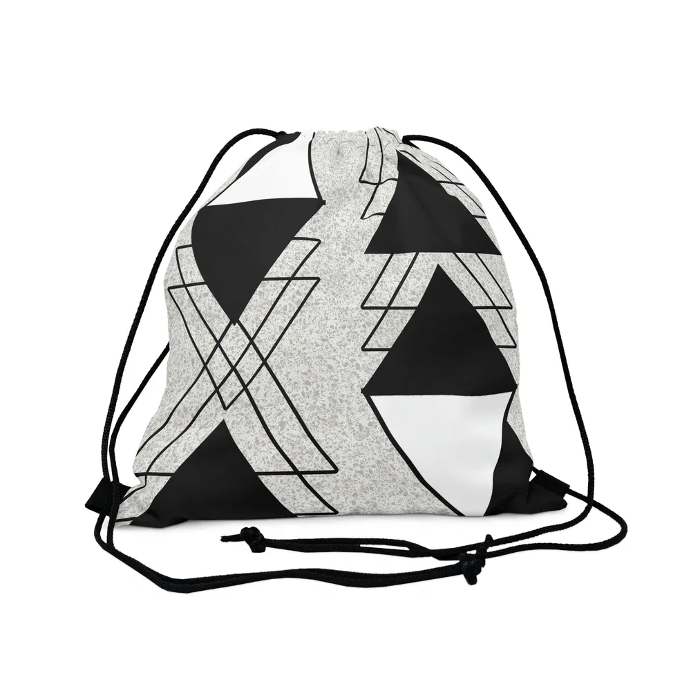 Schnurtasche, Schwarz und Weiß Asche Grau Dreieck Colorblock