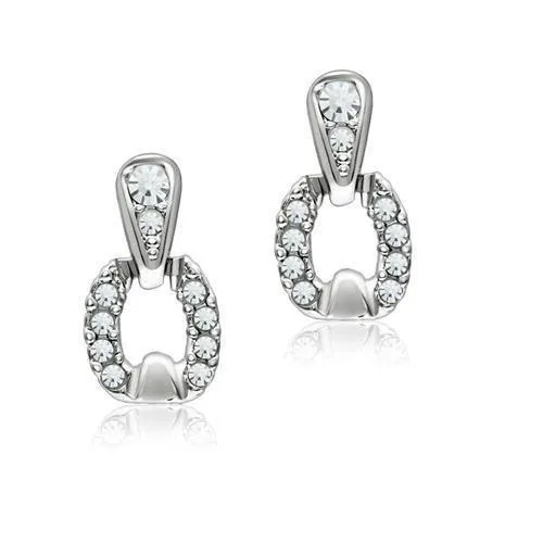 LO1999 - Rhodium-Weißmetall - Ohrringe mit Top-Grade - Kristall in Clear