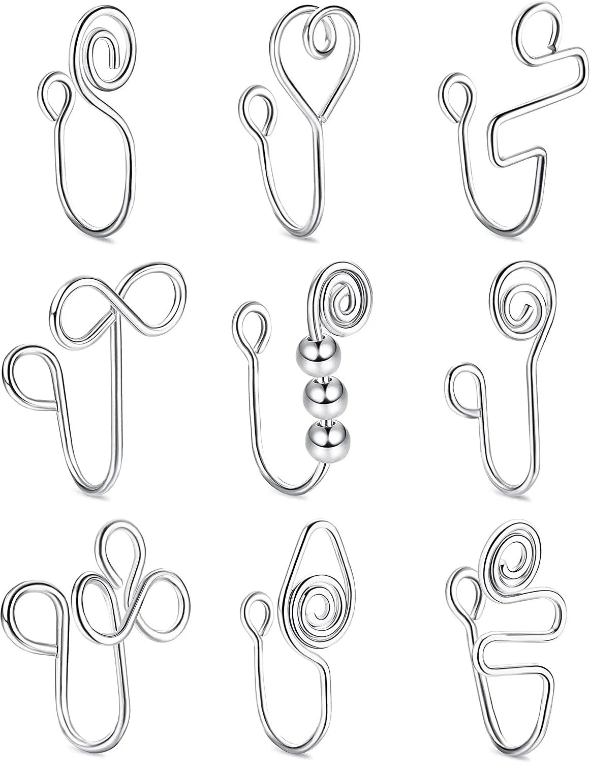 9Pcs Afrikanische Nasenmanschette Nicht-Piercing - Clip auf Nasenring Manschette für Frauen Fälscht Nasenringe Gold Nasenmanschette für Nicht-Pierced Nase