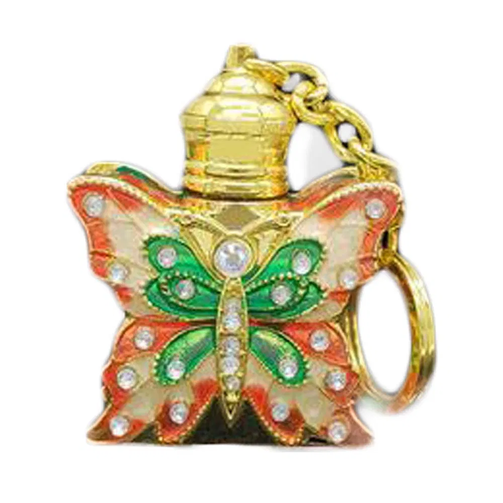 3ML Goldene Vintage ätherische Öl Flasche Schlüsselflasche Schmetterling Dispenser Glas Flasche Leer Parfüm Flasche Nachfüllbare Container