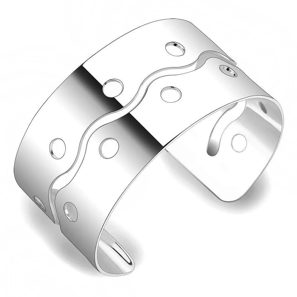 LO4660 - Matte Rhodium & Rhodium Edelstahl Armband ohne Stein