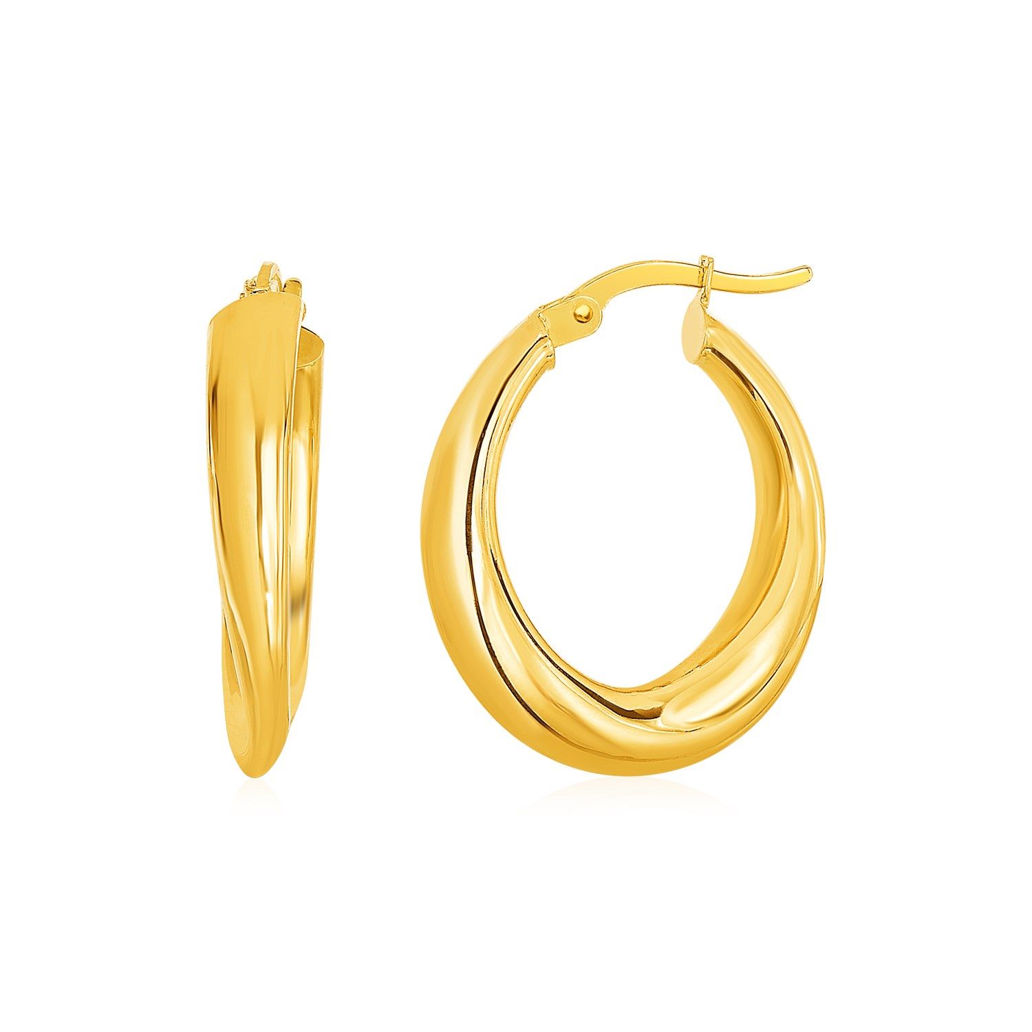 14 Karat Gelbgold Oval Hoop Ohrringe (5x20mm)