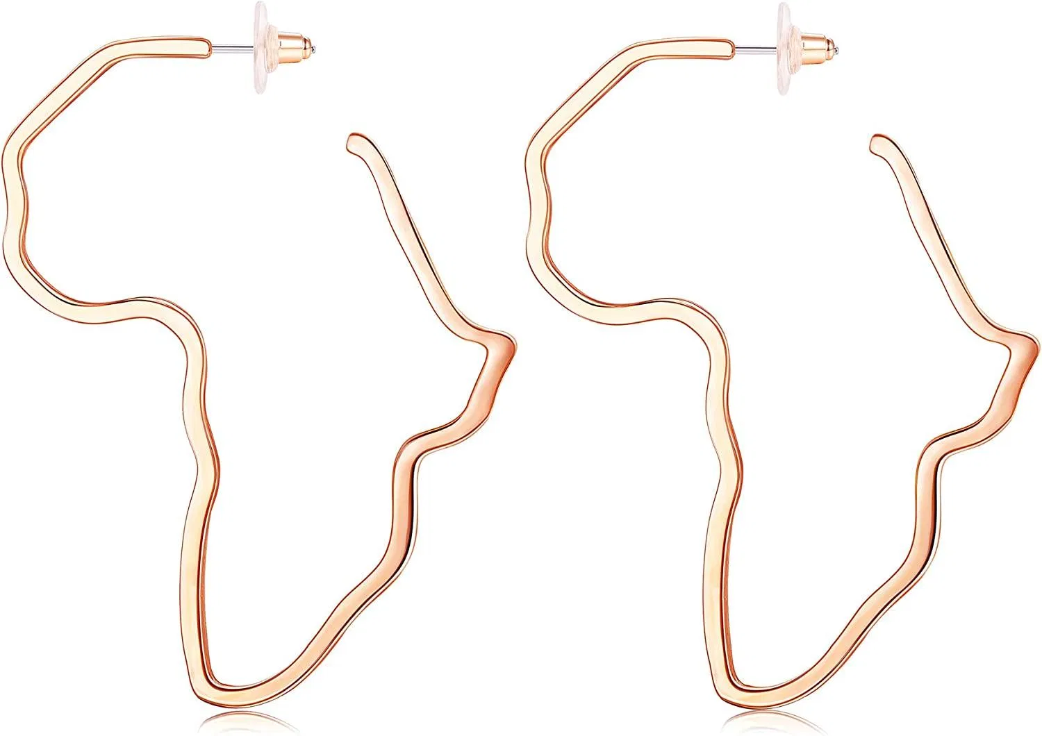 2 Stück Edelstahl afrikanische Karte Ohrringe Ethnischer Stil Dangle Ohrringe Mode Afrika Drop Hoop Ohrringe für Frauen