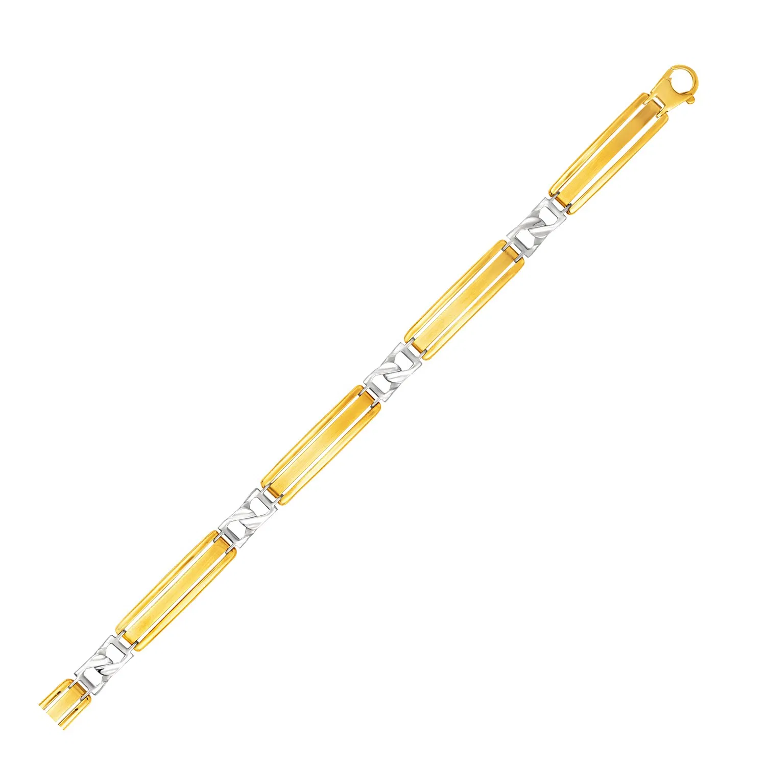 14 Karat Zwei-Ton - Gold Herren Armband mit Fancy Bar Links