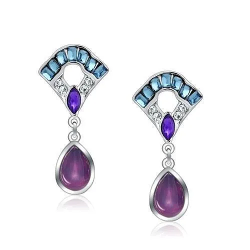 LO1993 - Rhodium-Weißmetall - Ohrringe mit Top-Grade - Kristall in mehreren Farben