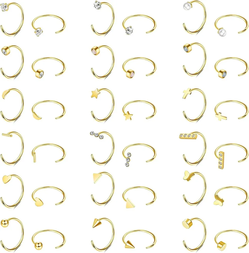 18 Paare Halbschleifen Ohrringe Edelstahl kleine Huggie Hoop Ohrringe Ball; Bar; Stern; Mond; Herz; Kreuz; Punkt; Dreieck winziger Knorpel Piercing minimalist Hug Hoop Ohrring Nasenring für Frauen Männer