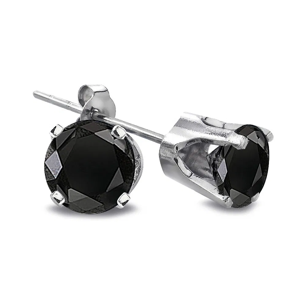 1 / 2 Carat Round Black Diamond 14K White Gold Stud Ohrringe