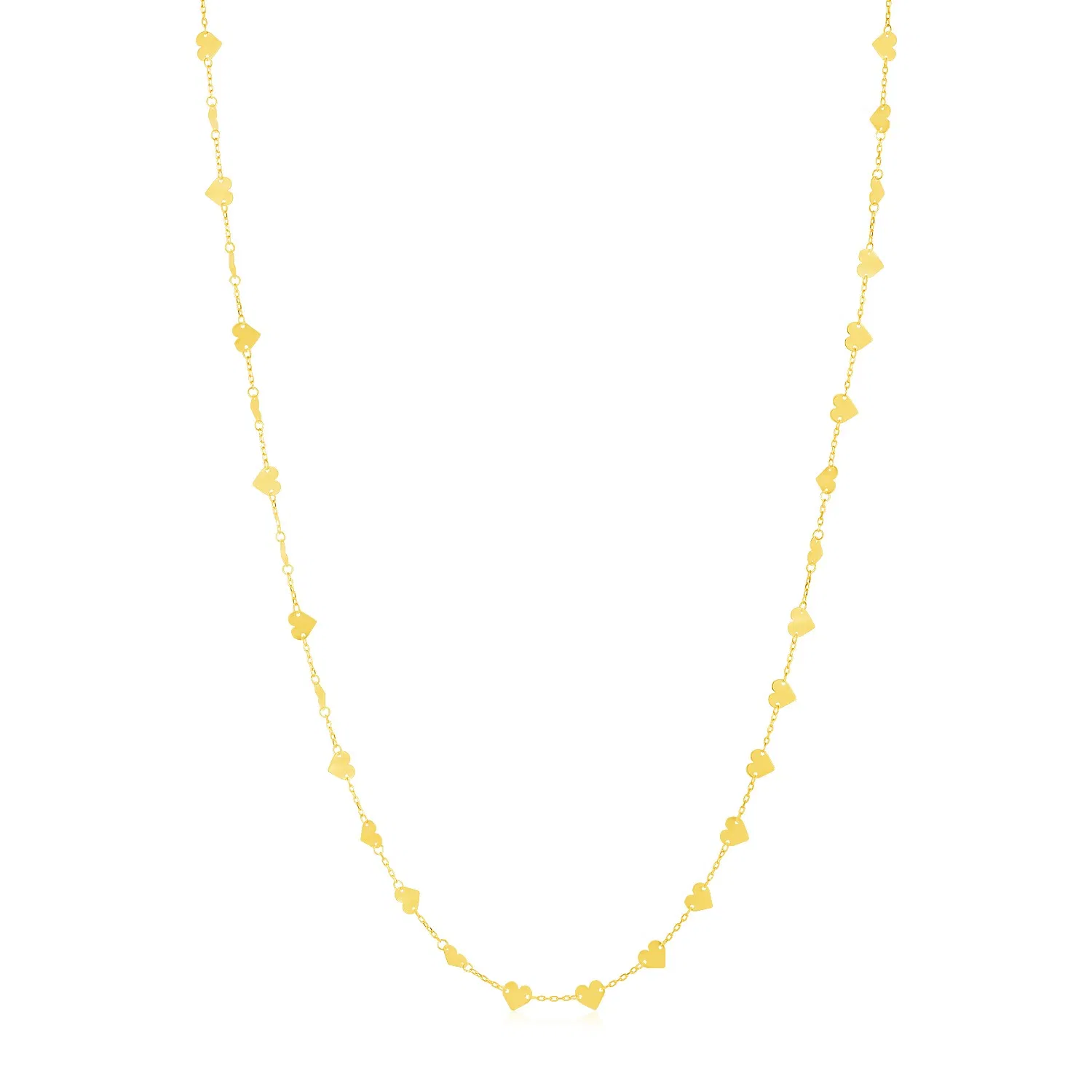 14 Karat Gelbgold lange Spiegel Herzkette Halskette Station