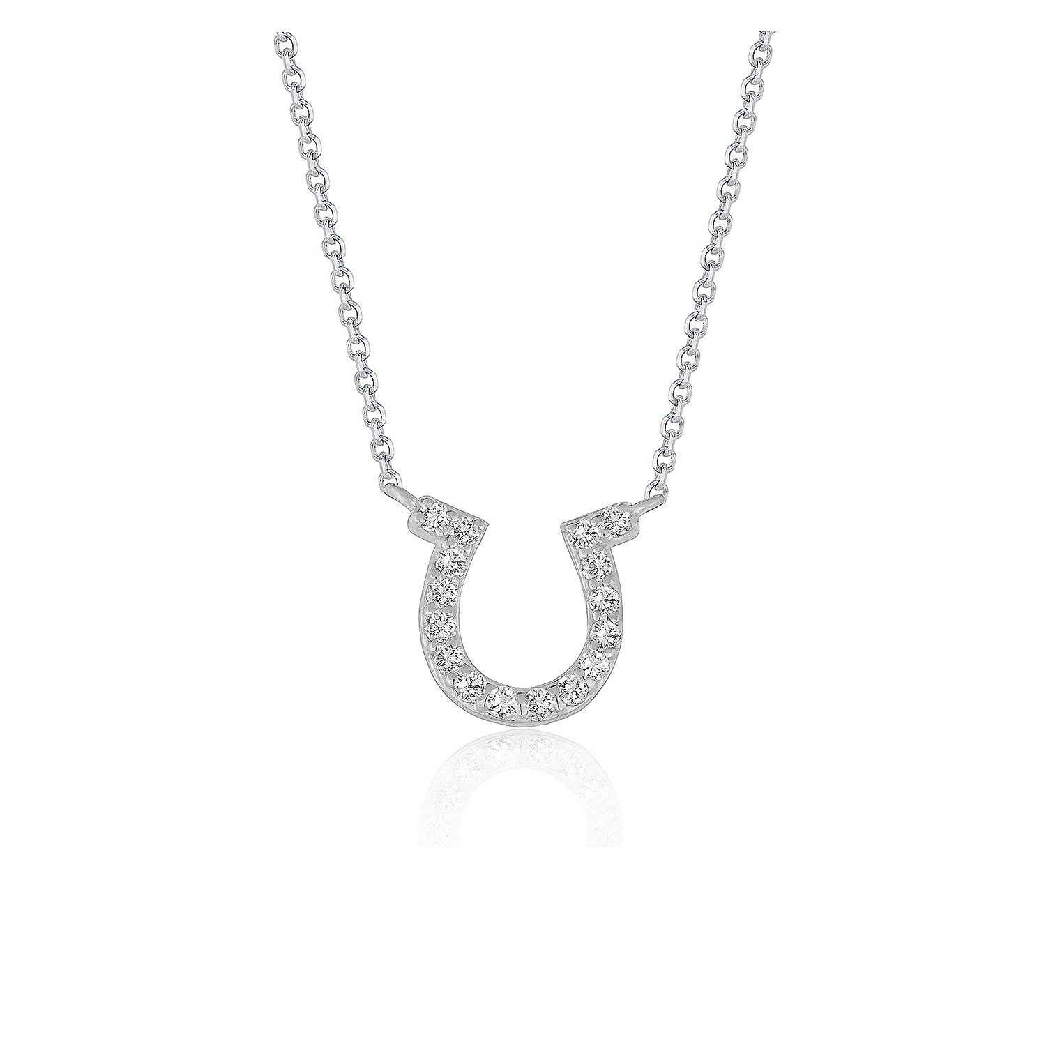 14 Karat Weißgold Horseshoe Design Diamant Anhänger